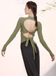 Classical Dance Long-sleeved Knit Top Oriental Dance Backless Cross Practice Clothes - Dorabear