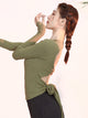 Classical Dance Long-sleeved Knit Top Oriental Dance Backless Cross Practice Clothes - Dorabear