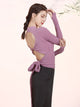 Classical Dance Long-sleeved Knit Top Oriental Dance Backless Cross Practice Clothes - Dorabear