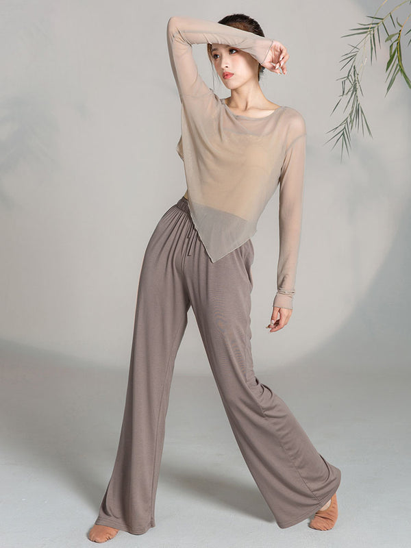 Classical Dance Long Sleeved Gauze Blouse Modern Dance Training Clothes - Dorabear