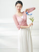 Classical Dance Practice Clothes Oriental Dance Elegant Gauze Shirt Trumpet Long-sleeved Top - Dorabear