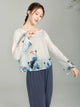 Classical Dance Printed Gauze Gown Loose Long Sleeve Blouse Chinese Dance Costume - Dorabear