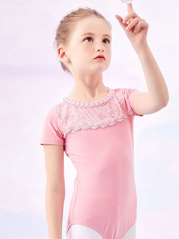 Dance Practice Clothes Summer Short-sleeved Lace Stitching Ballet Leotard - Dorabear