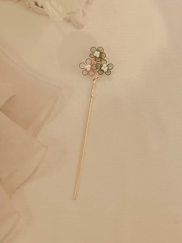 Double-sided Design Oriental Element Flower Hairpin Ancient Style Coiled Hair Headdress - Dorabear