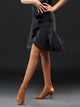 Elastic Waist Head Fishbone Patchwork Latin Dance Irregular Hips Skirt - Dorabear