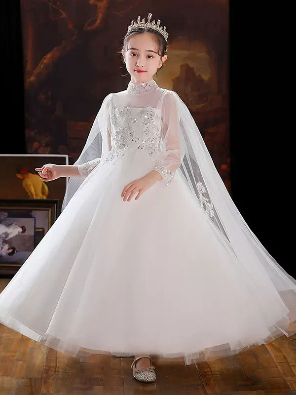 Evening Gown Flower Girls Wedding Dress Princess Dress Long Sleeve Performance Costume - Dorabear