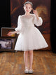 Evening Gown Girl Princess Dress Flower Girls Wedding Dress Long Sleeve Performance Costume - Dorabear