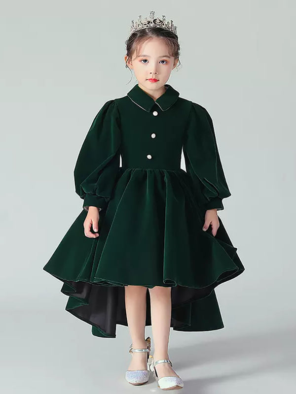 Evening Gown Girl Princess Dress Puffy Dress Long Sleeve Performance Costume - Dorabear