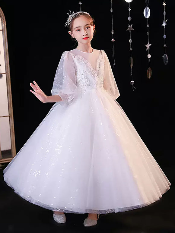 Evening Gown Girls' Puffy Princess Dress Performance Costume Flower Girls Wedding Dress - Dorabear