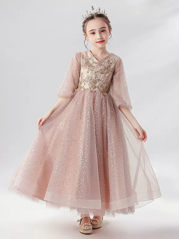 Evening Gown Princess Dress Flower Girl Shaggy Dress Girls' Piano Performance Costume - Dorabear