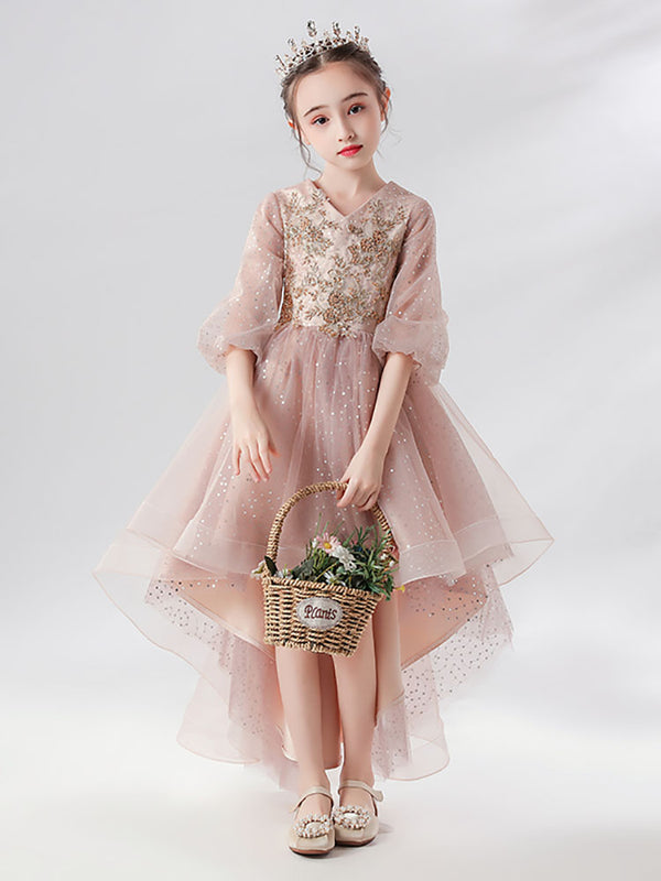 Evening Gown Princess Dress Flower Girl Shaggy Dress Girls' Piano Performance Costume - Dorabear