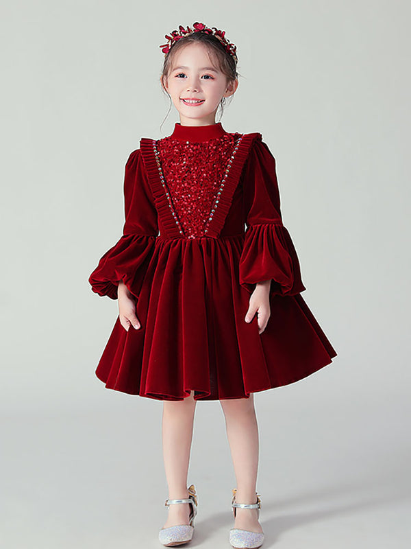 Evening Gown Princess Dress Long Sleeve Performance Costume Flower Girls Wedding Dress - Dorabear