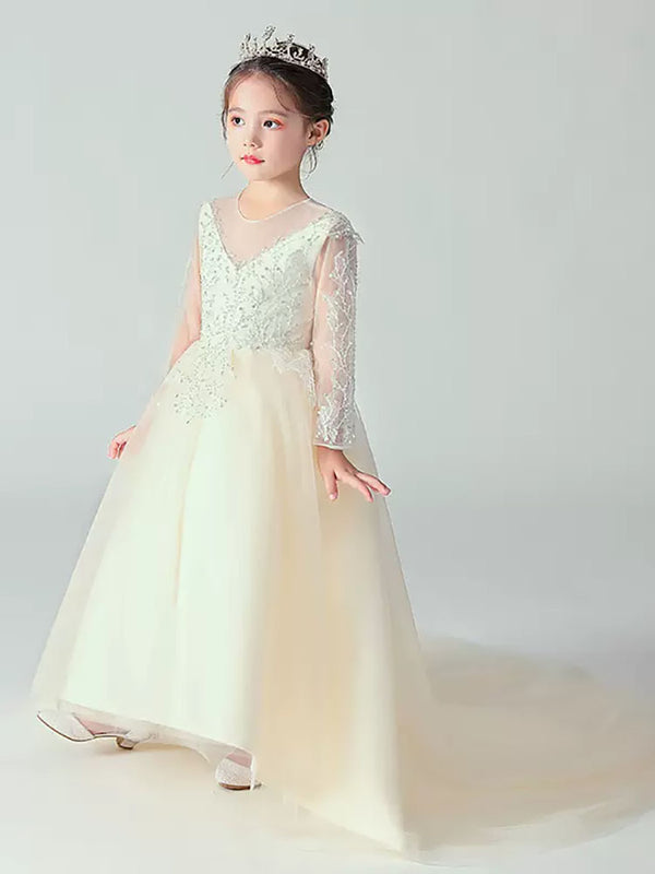 Evening Gown Princess Puffy Dress Flower Girl's Wedding Dress Piano Costume - Dorabear