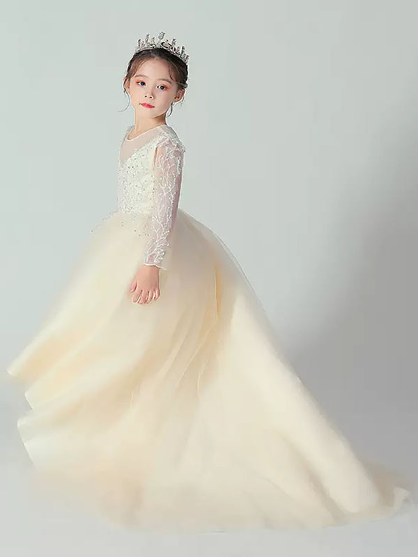 Evening Gown Princess Puffy Dress Flower Girl's Wedding Dress Piano Costume - Dorabear