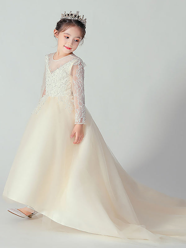 Evening Gown Princess Puffy Dress Flower Girl's Wedding Dress Piano Costume - Dorabear