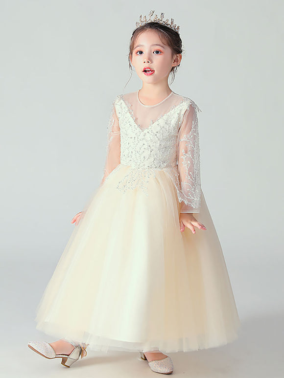 Evening Gown Puffy Princess Dress Flower Girl's Wedding Dress Performance Costume - Dorabear