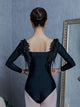 Square Neck Winged Backless Leotard Ballet Practice Clothes - Dorabear