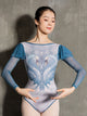 Ballet Leotard Mesh Lotus Leaf Sleeves Printed Practice Clothes - Dorabear