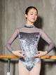 High-neck Mesh Stitching Belvet Leotard Ballet Long-sleeved Training Clothing - Dorabear