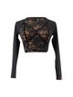 Autumn/Winter Latin Dance V-neck Long-sleeved Lace Top Exercise Clothes - Dorabear