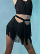 Hollow Waist Latin Dance Tassel Skirt Professional Practice Bottoms - Dorabear