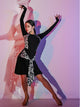 Latin Dance Skirt Leopard Print Contrast Color Practice Bottoms - Dorabear