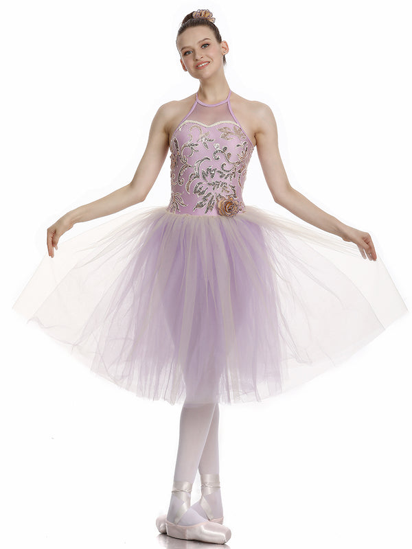 Mesh Halter Sleeveless Ballet Dress Professional Dance Performance Clothing - Dorabear