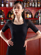 Latin Dance Mesh Short Sleeve Tight Top Dance Training Clothes - Dorabear