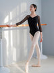 Stitching V-neck Three-quarter Sleeve Ballet Leotard Practice Clothes - Dorabear