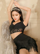 Summer Latin Dance Princess Sleeve Lace Top Exercise Clothes - Dorabear