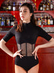 Short-sleeved Mesh Stitching Leotard Latin Dance Practice Clothes - Dorabear