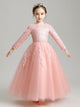 Flower Girl Long-sleeved Gown Princess Dress Fluffy Gauze Piano Performance Costume - Dorabear