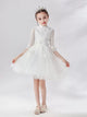 Flower Girl Princess Dress Autumn/Winter Girls' Long Sleeve Gown Puffy Performance Costume - Dorabear