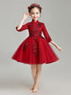 Flower Girl Princess Dress Autumn/Winter Girls' Long Sleeve Gown Puffy Performance Costume - Dorabear