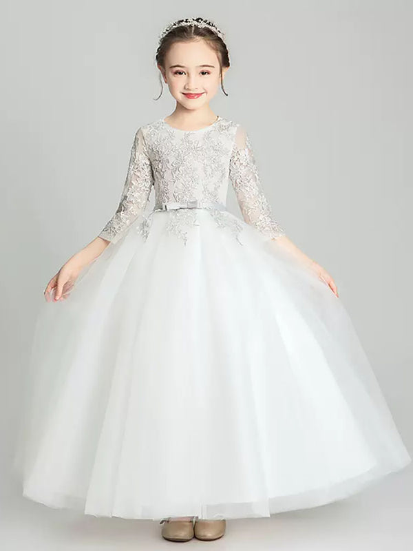 Flower Girl Princess Dress Autumn/Winter Piano Performance Costume Girls' Puffy Evening Gown - Dorabear