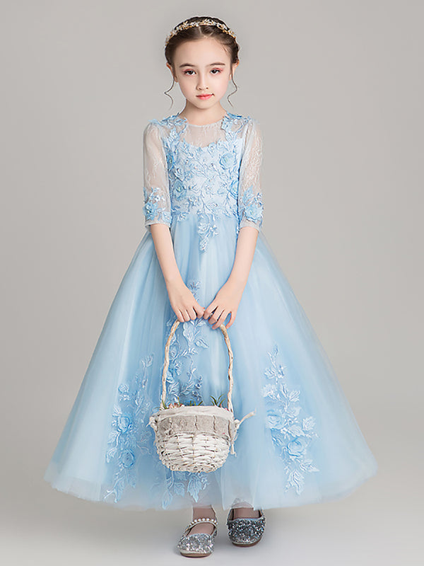 Flower Girl Princess Dress Girls' Puffy Wedding Dress Fashionable Evening Gown - Dorabear