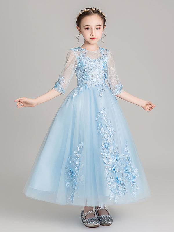 Flower Girl Princess Dress Girls' Puffy Wedding Dress Fashionable Evening Gown - Dorabear