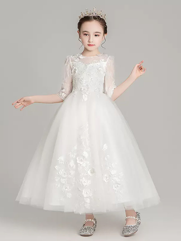 Flower Girl Princess Dress Girls' Puffy Wedding Dress Fashionable Evening Gown - Dorabear