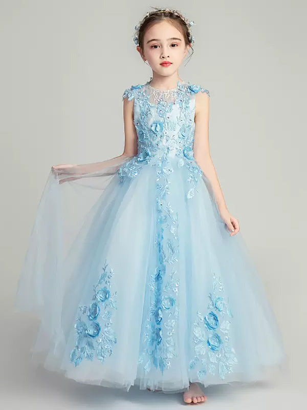 Flower Girl Princess Dress Girls' Puffy Wedding Dress Fashionable Evening Gown - Dorabear