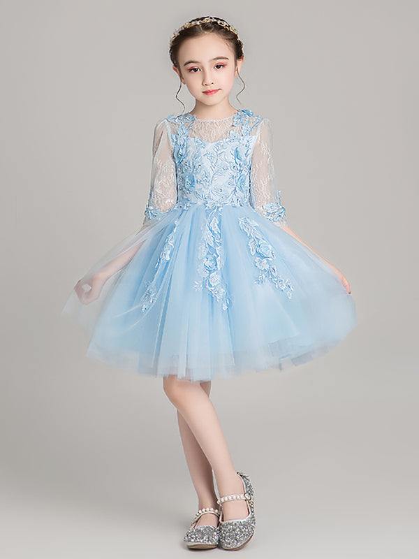 Flower Girl Princess Dress Girls' Puffy Wedding Dress Fashionable Evening Gown - Dorabear