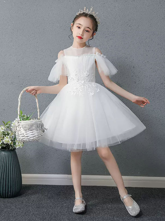 Flower Girl Wedding Dress Autumn/Winter Piano Performance Costume Girls Gown Princess Dress - Dorabear