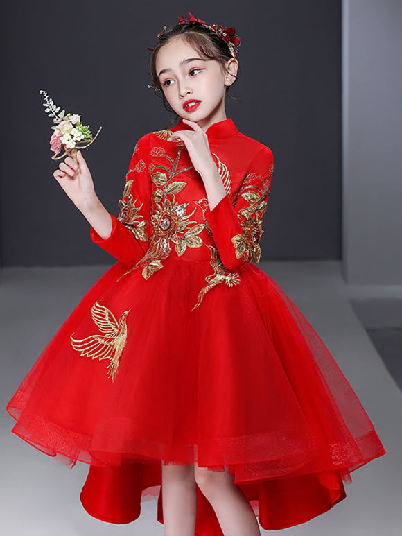 Flower Girl Wedding Dress National Style Performance Costume Girls Evening Gown Princess Dress - Dorabear
