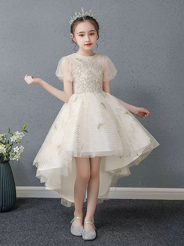 Flower Girl Wedding Dress Piano Performance Costume Girls Evening Gown Princess Dress - Dorabear