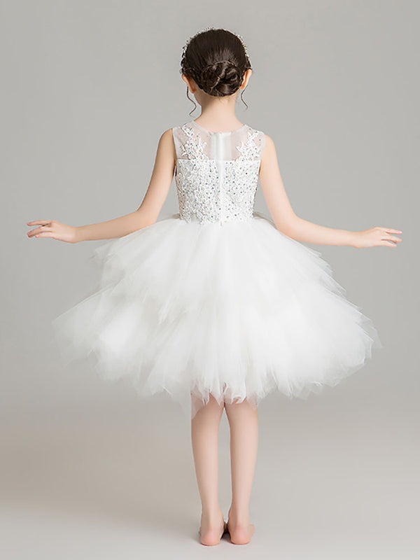 Flower Girl Wedding Dress Piano Performance Costume High-end Gown Girl Princess Dress - Dorabear