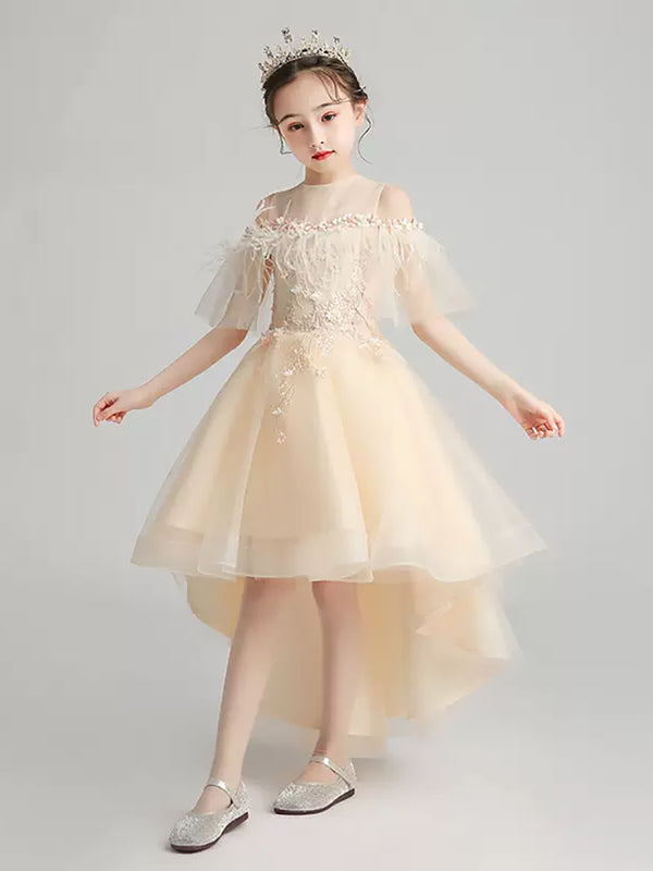 Flower Girl Wedding Dress Princess Dress Girls Evening Gown Piano Performance Costume - Dorabear