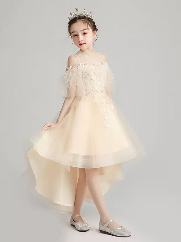 Flower Girl Wedding Dress Princess Dress Girls Evening Gown Piano Performance Costume - Dorabear