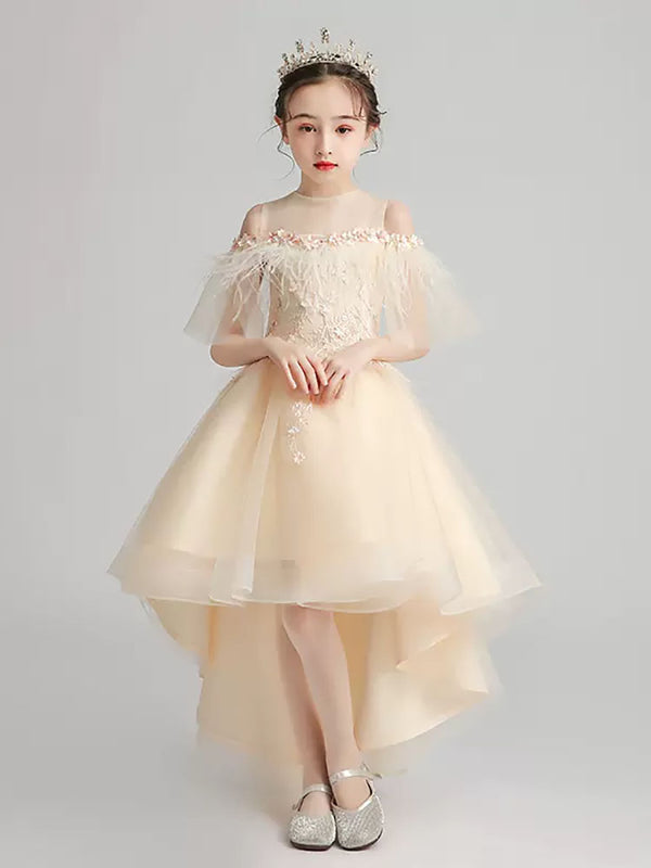 Flower Girl Wedding Dress Princess Dress Girls Evening Gown Piano Performance Costume - Dorabear