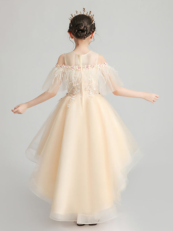 Flower Girl Wedding Dress Princess Dress Girls Evening Gown Piano Performance Costume - Dorabear