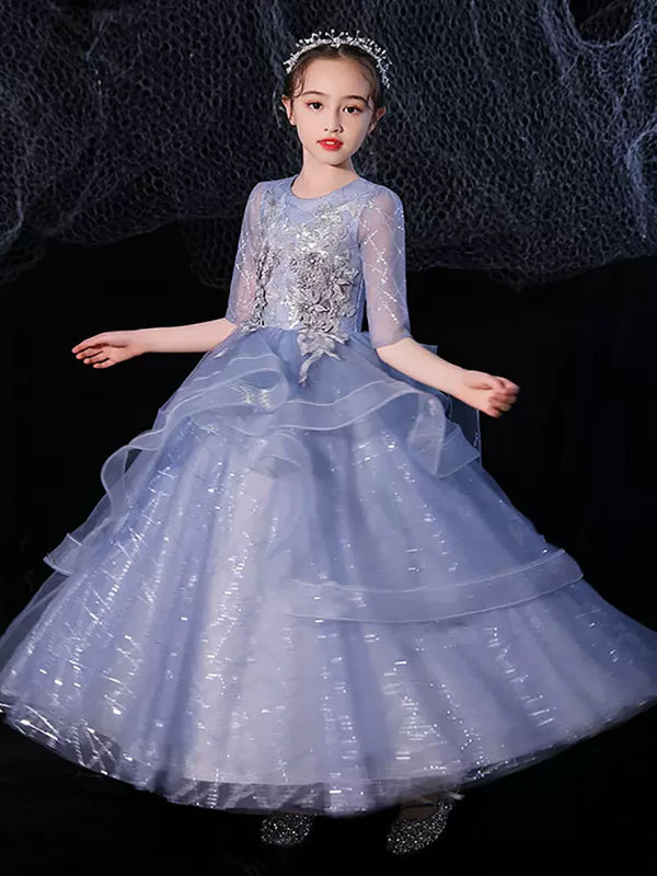 Flower Girl Wedding Dress Puffy Princess Dress Performance Costume Autumn/Winter Evening Gown - Dorabear