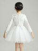 Flower Girl‘s Puffy Gown Wedding Dress Long Sleeve Autumn/Winter Piano Performance Costume - Dorabear